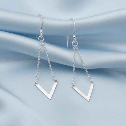 Chevron Earrings fondo satinado azul