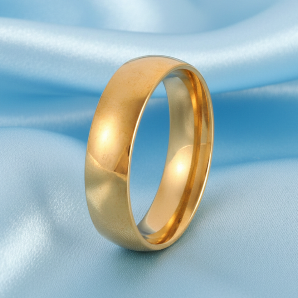 Classic Band Ring - Satin Blue Background