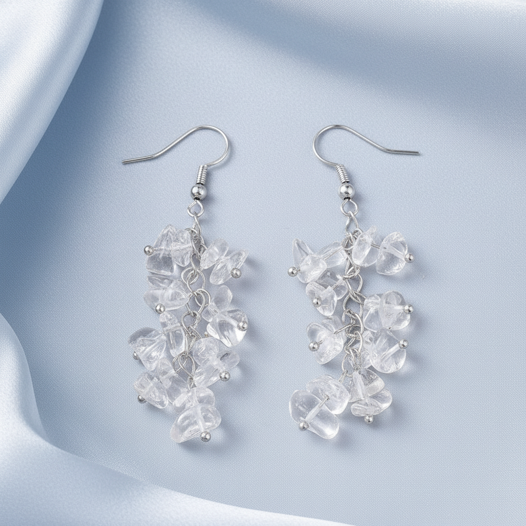 Clear Quartz - Light Blue Satin