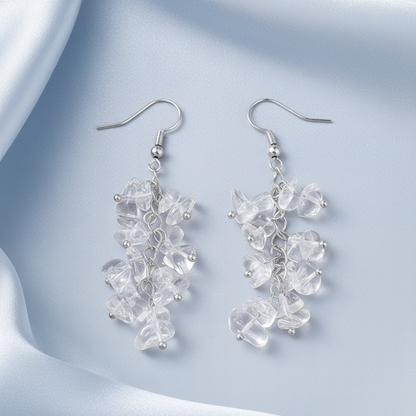 Clear Quartz - Light Blue Satin
