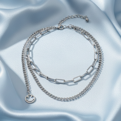 Collar Smiley - Fondo Satinado Light Blue