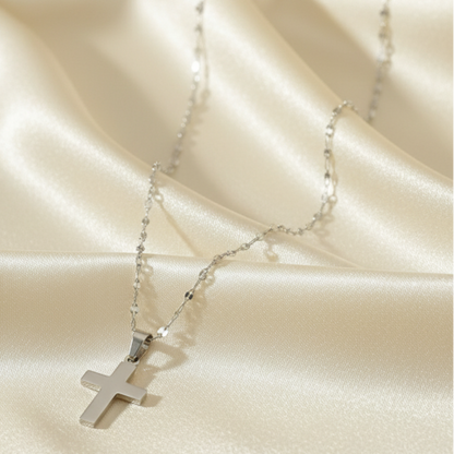 Cross Necklace - Satin Background