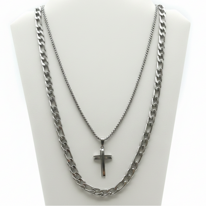 Cross Necklace Set - High Shine White Background