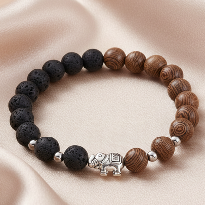 Elephant Bracelet - Champagne Satin Background