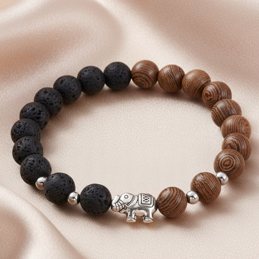 Elephant Bracelet - Champagne Satin Background
