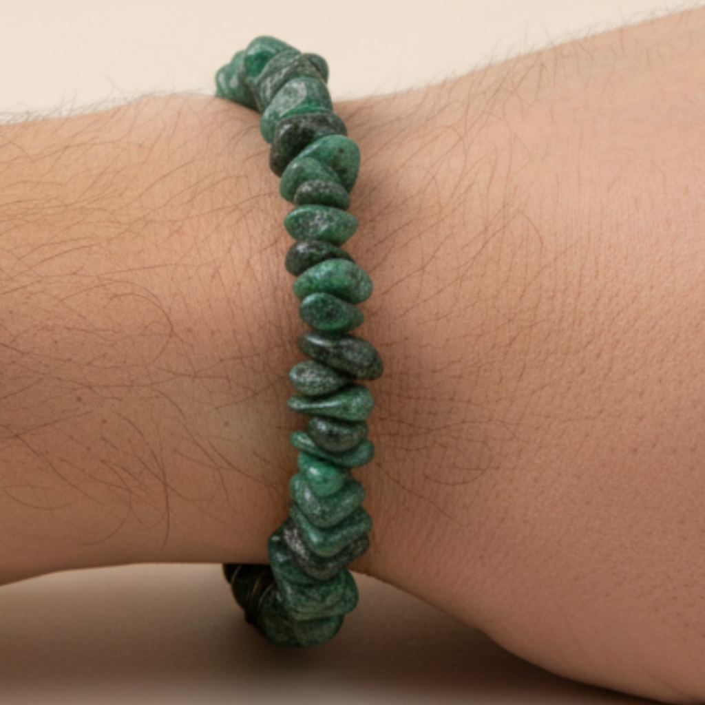 Emerald Chip Bracelet on Man's Wrist