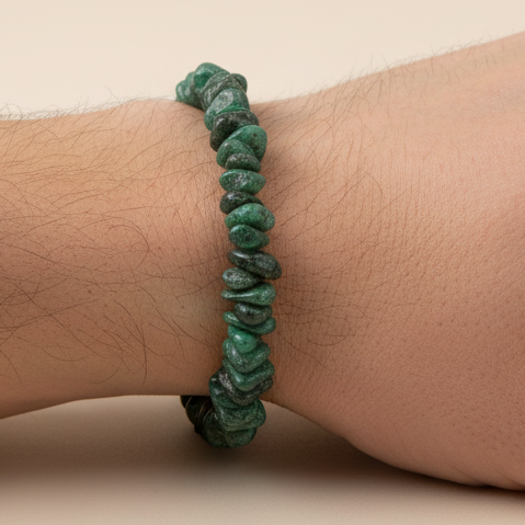 Emerald Chip Bracelet on Man's Wrist