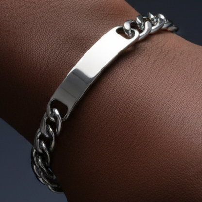 Figaro ID Bracelet on Black Male Model