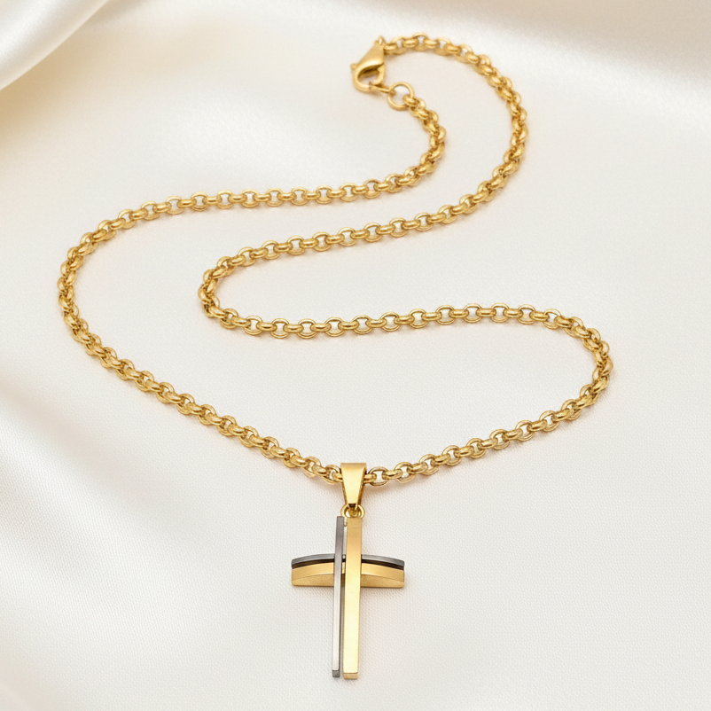 Fondo satinado - gold cross necklace