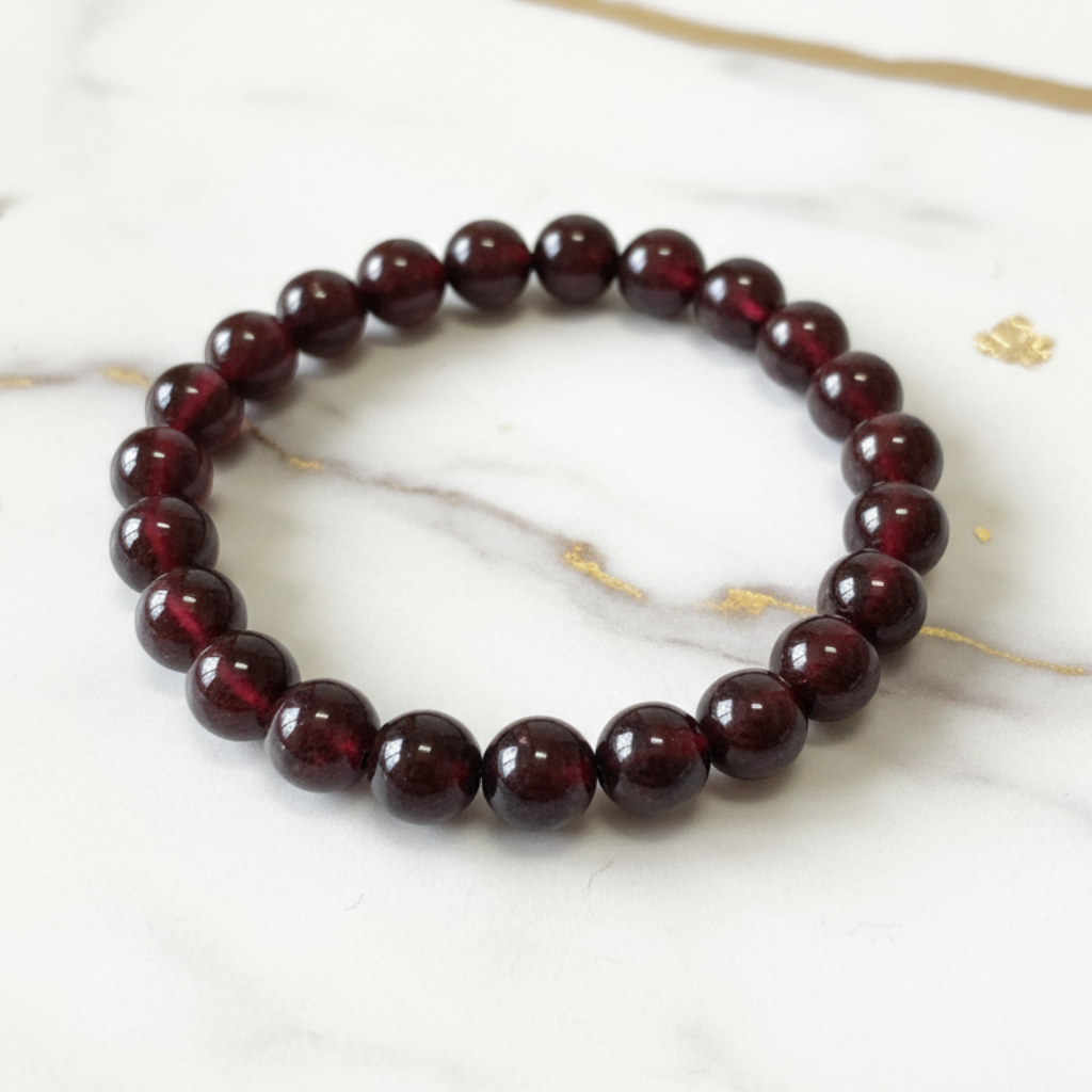 Garnet Bracelet on Marble