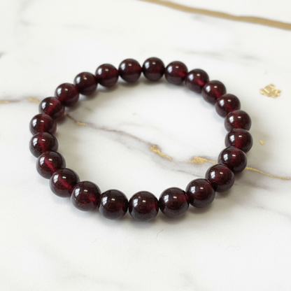 Garnet Bracelet on Marble