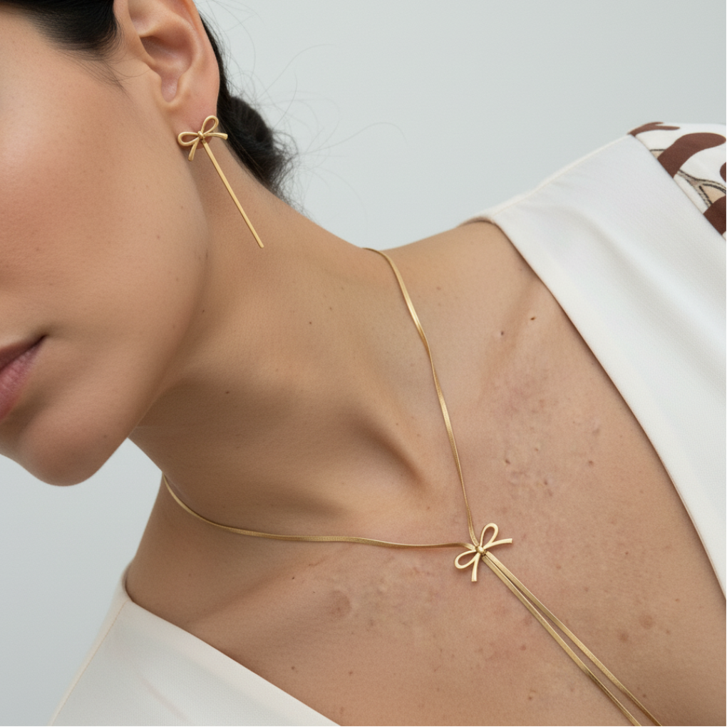 Gold Bow Jewelry Set - Latina Model