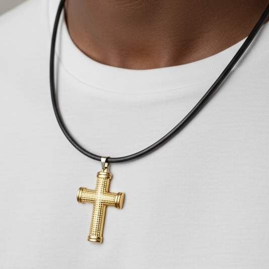 Gold cross - Afro male model
