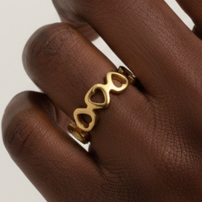 Gold Heart Ring – Black Model Hand