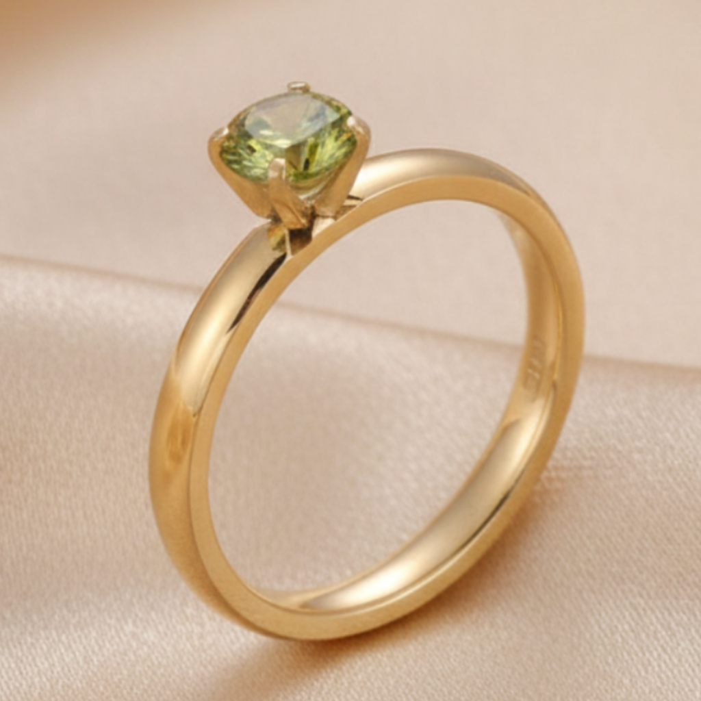 Gold Peridot Ring – Champagne Satin
