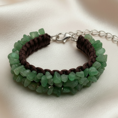 Green Aventurine Bracelet – Satin Champagne