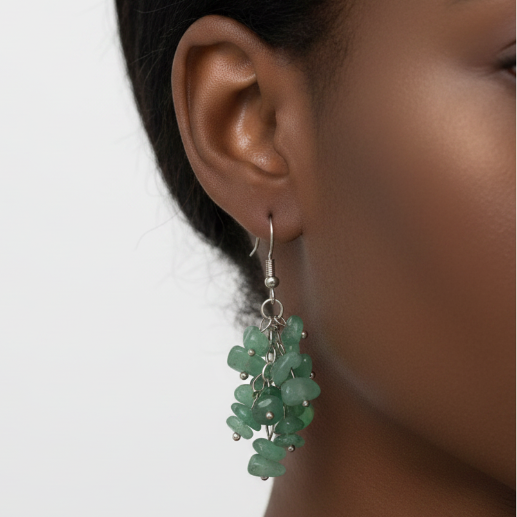 Green Aventurine Earrings - Afro Model