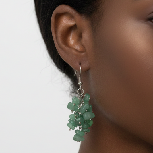 Green Aventurine Earrings - Afro Model