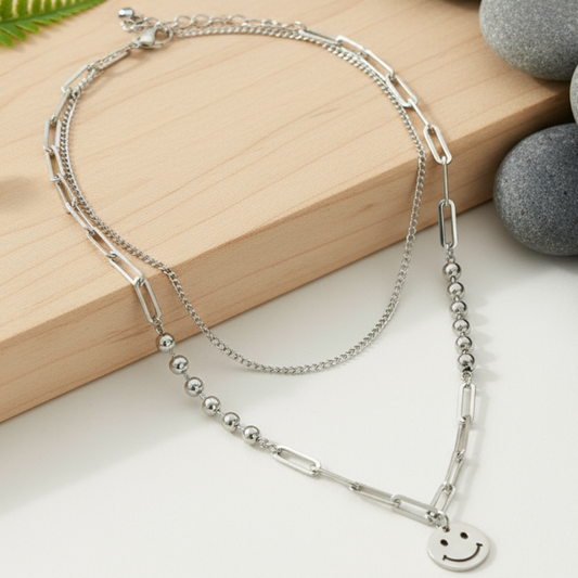 Happy Face Necklace - Simple Nature Background