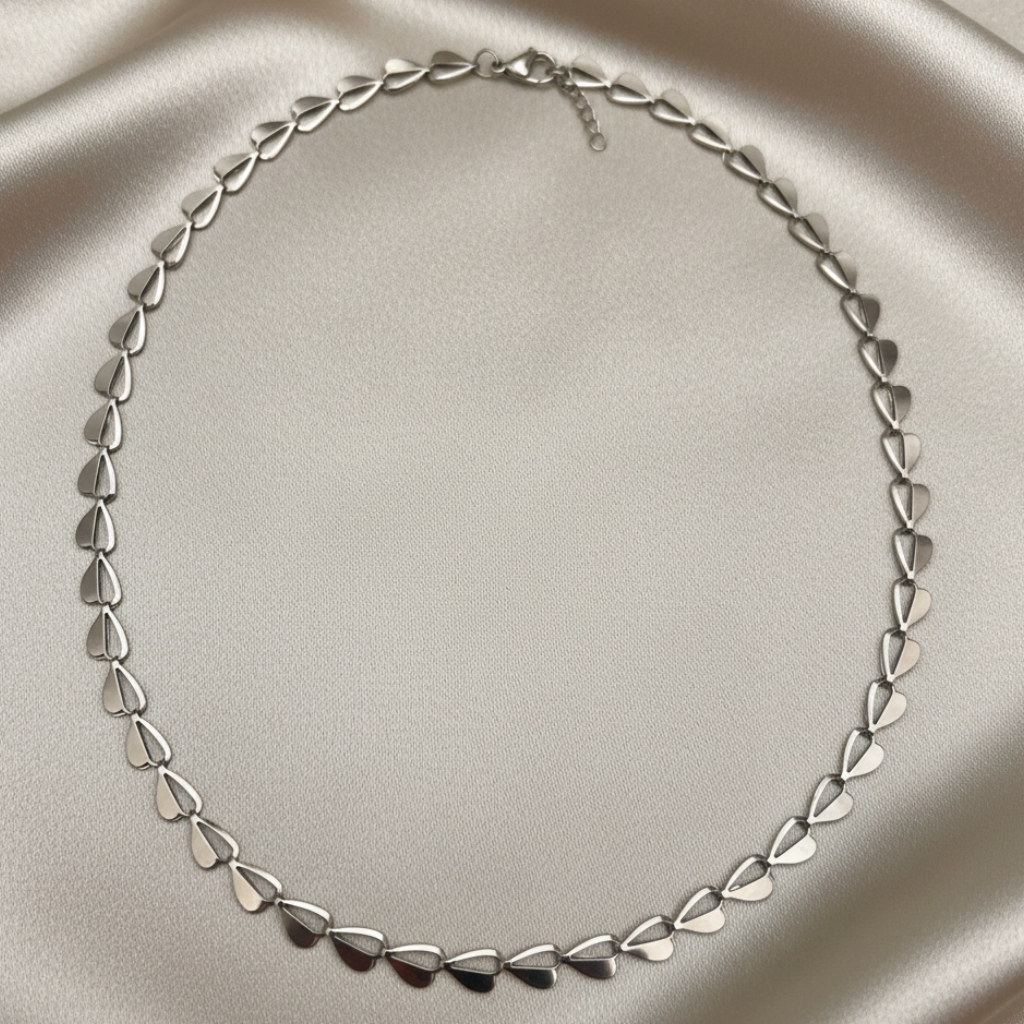 Heart Link Chain - Silver - Champagne