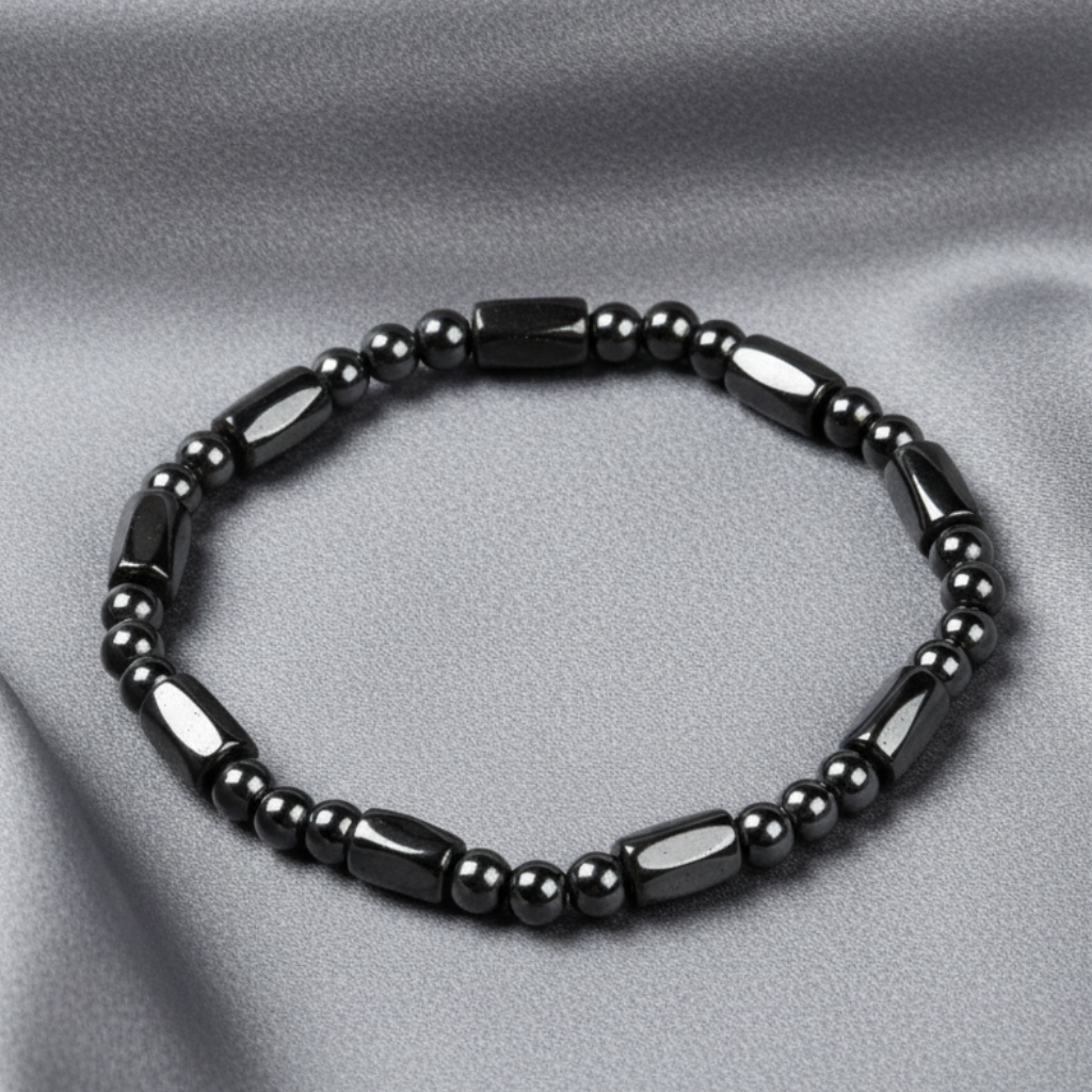 Hematite Tube Bracelet Gray Satin