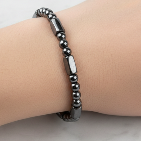 Hematite Tube Bracelet Marble