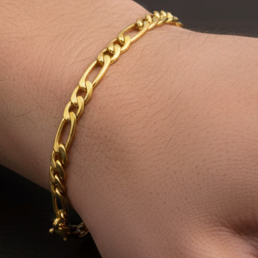 Gold Figaro Bracelet - Men's Wrist