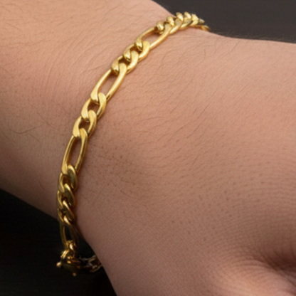 Gold Figaro Bracelet - Men's Wrist