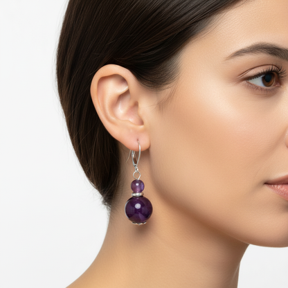 Amethyst double bead earrings - latina model
