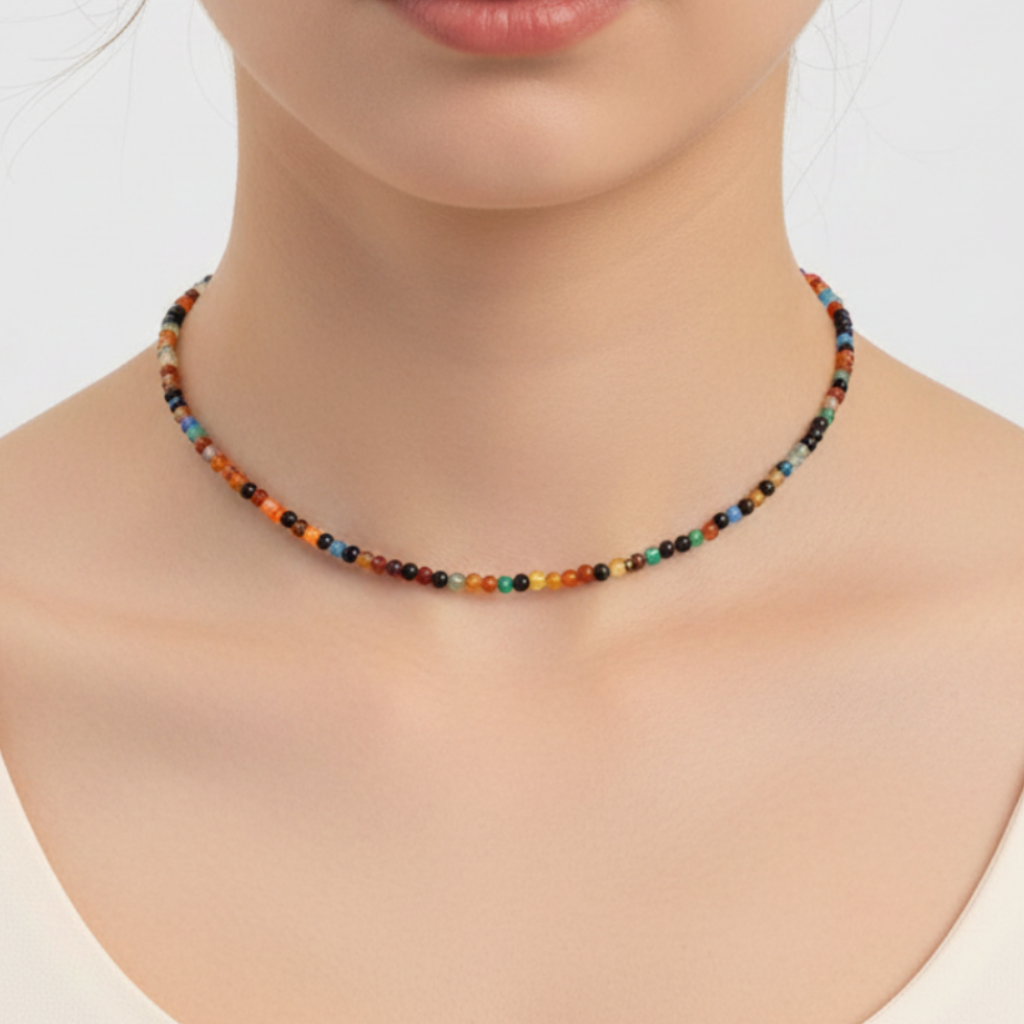 Indian Agate Choker on Model
