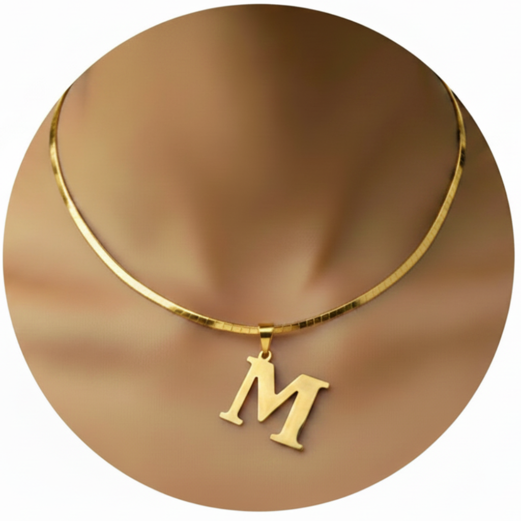 Initial Letter M Gold White Background