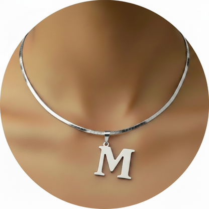 Initial Letter M Silver White Background