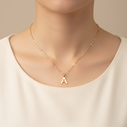 Initial Necklace Close-Up on Model