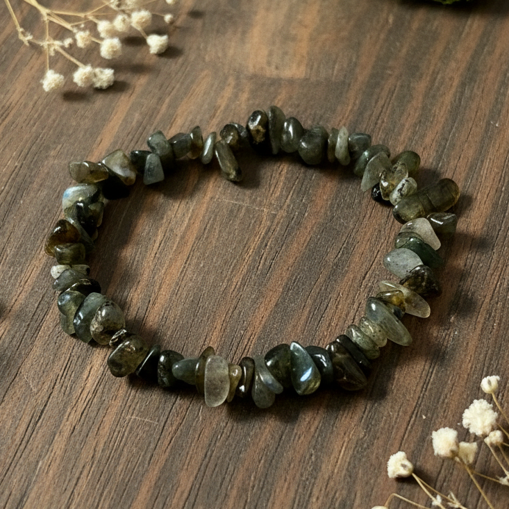 Labradorite - Dark Wood & Flowers