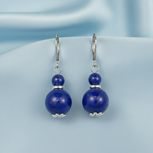 Lapis Lazuli Bead Dangle Earrings