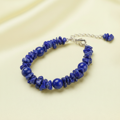 Lapis Lazuli Bracelet - Blue Gold White