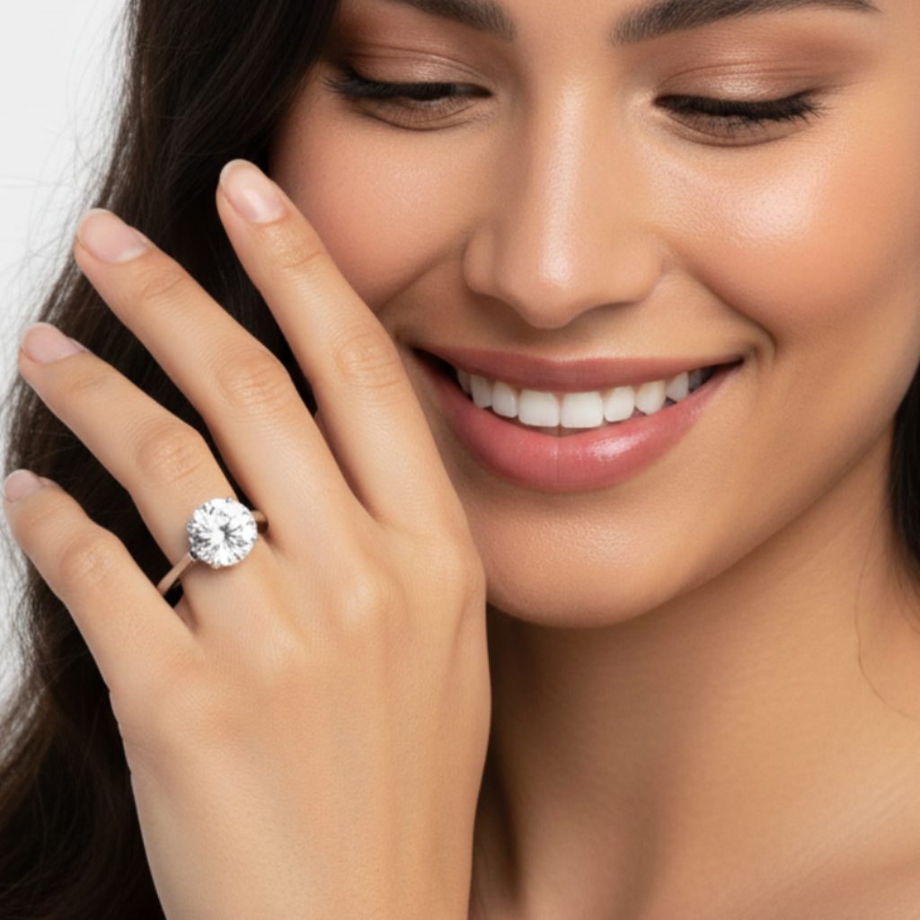 Latina Model Looking at Ring