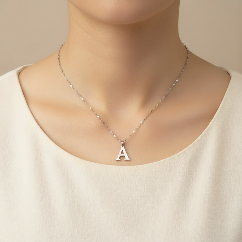 Letter A Silver Necklace