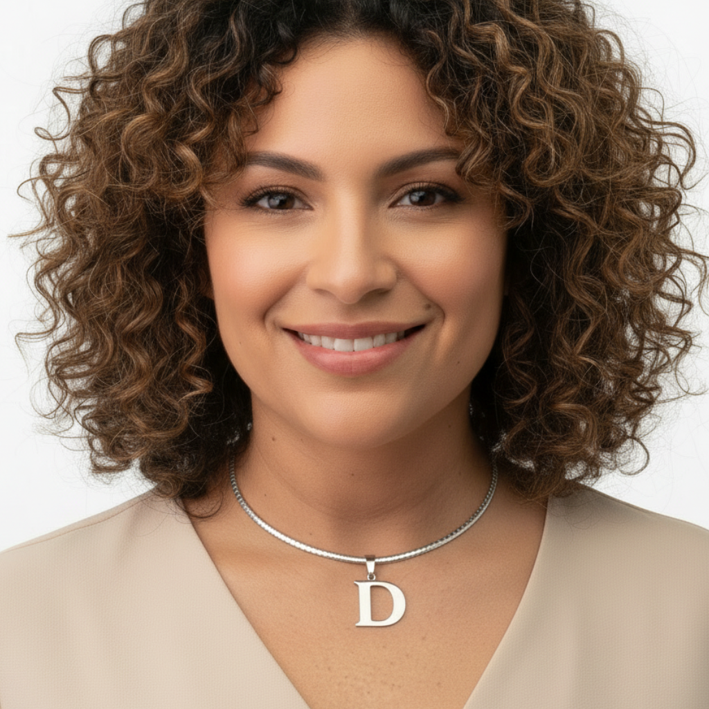 Letter D Silver Omega Chain Office Model