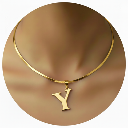 Letter Y Initial Necklace White Background