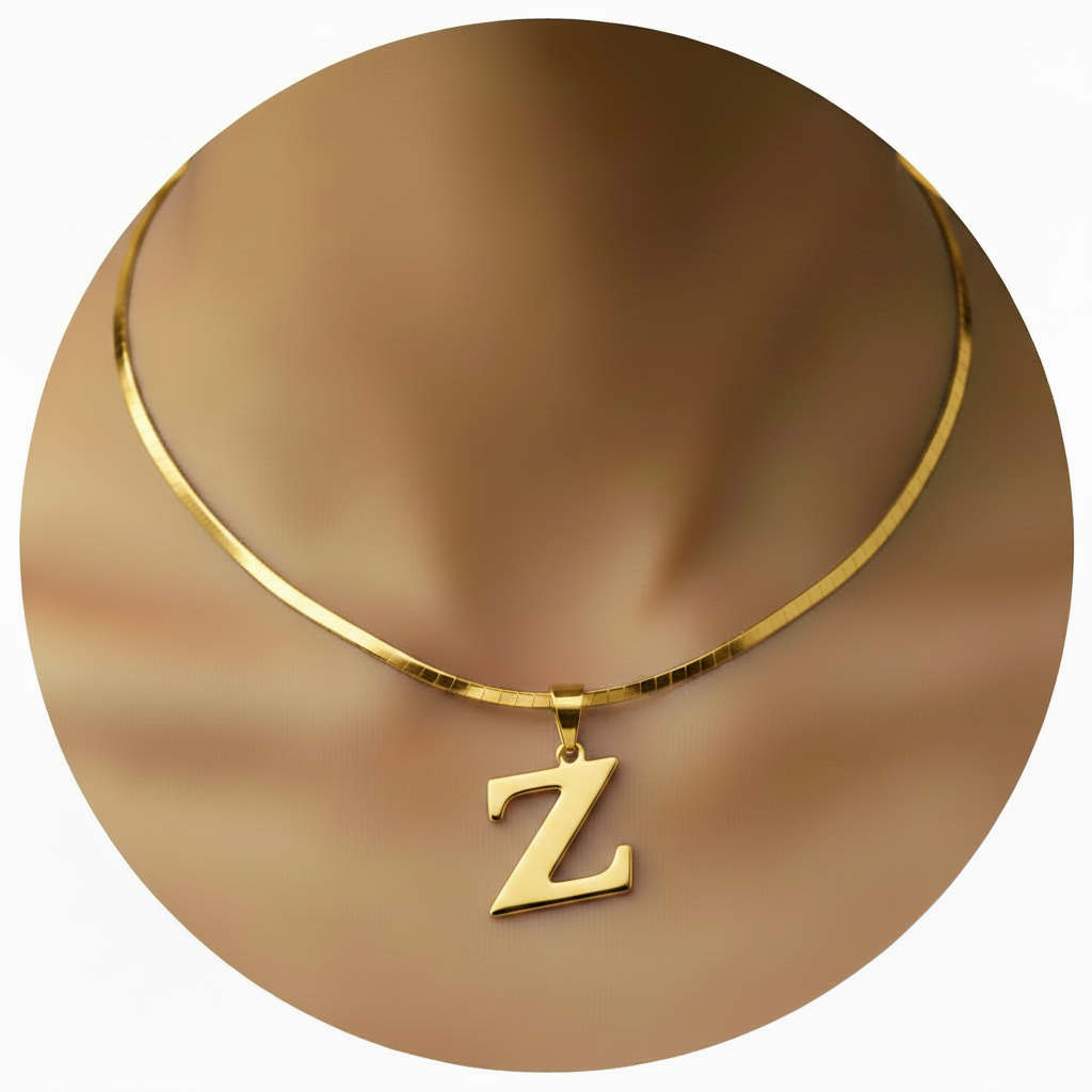 Letter Z Initial Necklace White Background