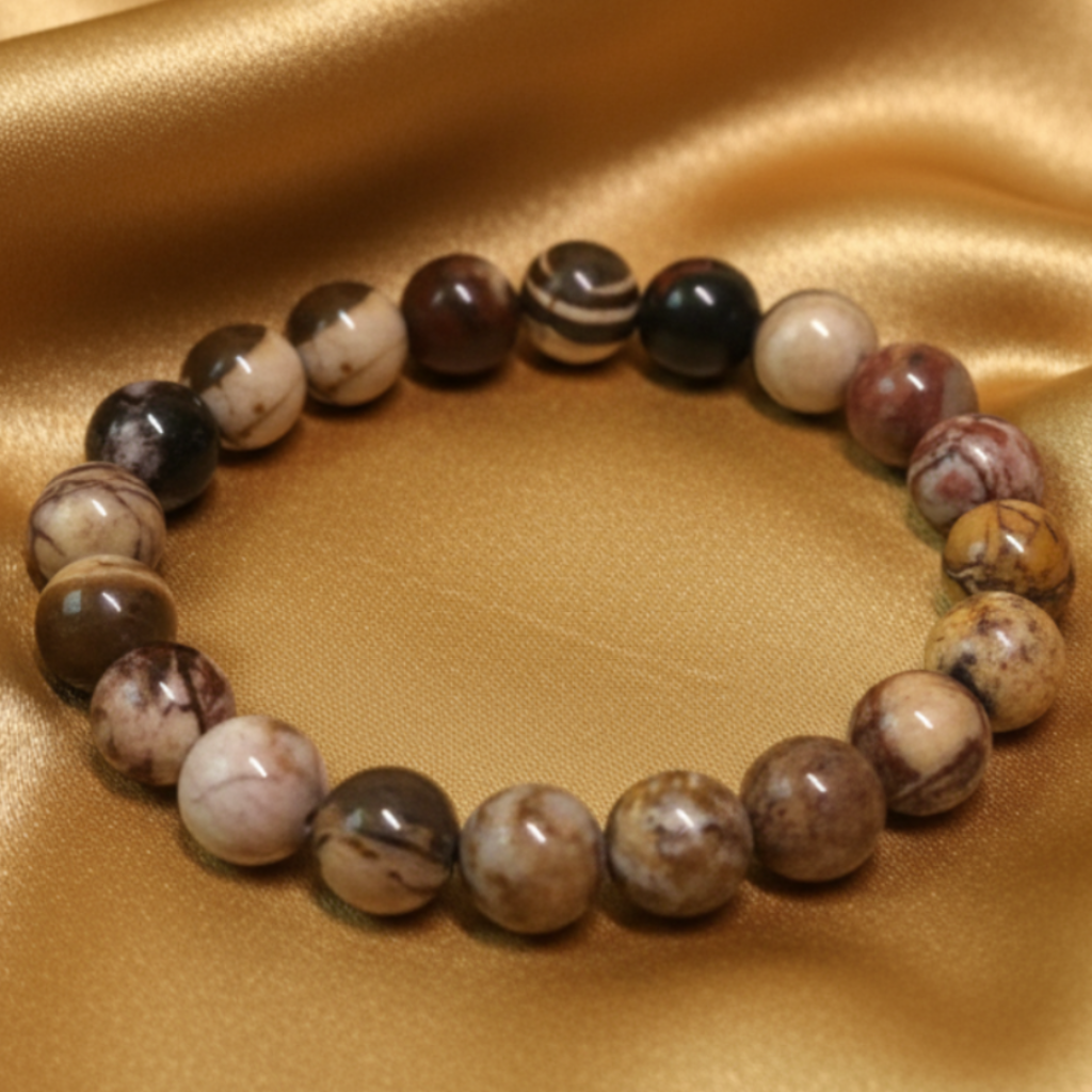 Marble Jasper Bracelet on Golden Satin