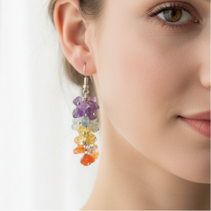 Model Wearing Chakra Earrings