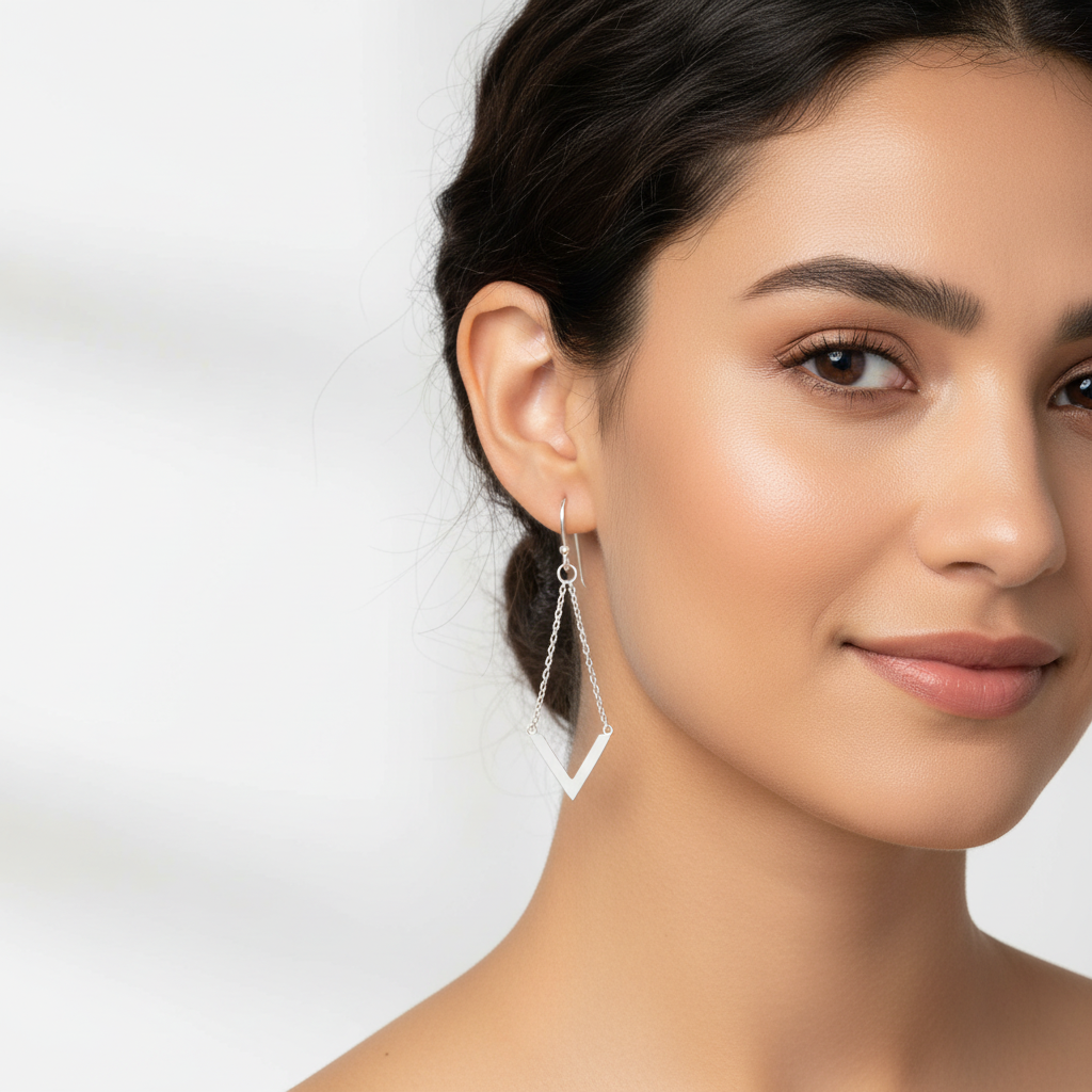 Modelo Latina con Chevron Earrings