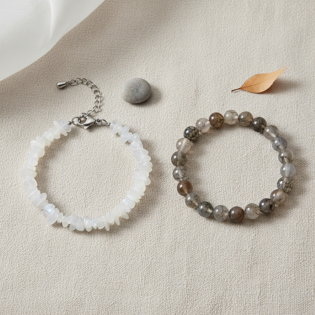Moonstone & Moss Agate Nature Set