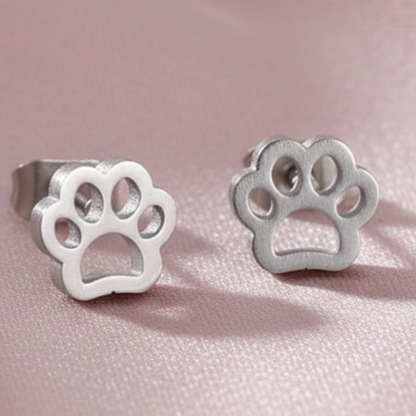 Paw Print Earrings on Blush Satin