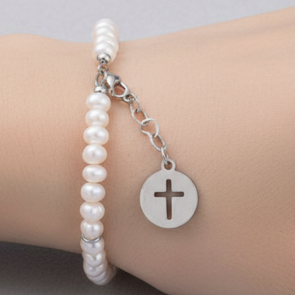 Pearl Cross Bracelet Detail