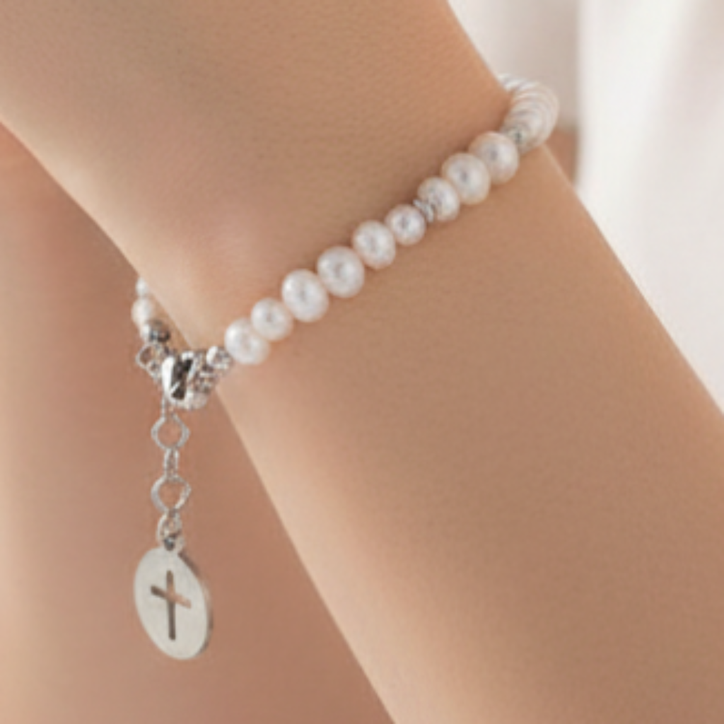 Pearl Cross Bracelet Prayer