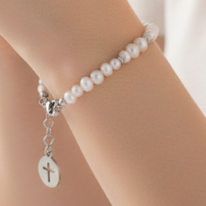 Pearl Cross Bracelet Prayer