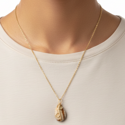 Picture Jasper Teardrop Necklace on Model - Correct Proportions - White Background